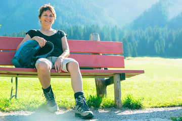 Wall Mural - Hiking Senior Woman