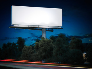 Wall Mural - Blank billboard glowing at night. 3d rendering