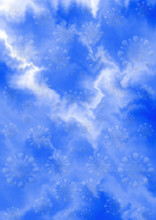 Gentle Blue White Zigzag Background With Bluish Snowflakes