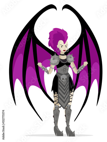 Vettoriale Stock Evil Bat Wings Vampire Villain Woman Character Adobe 