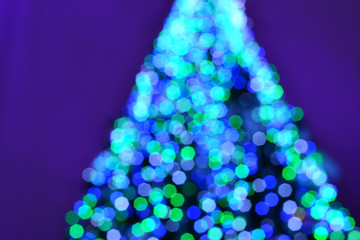Wall Mural - abstract blurred of blue lights background or blur light of christmas decorations concept for xmas h