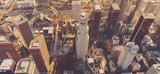 Fototapeta  - Aerial view of a Downtown LA at sunset