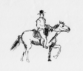cowboy sketch painting