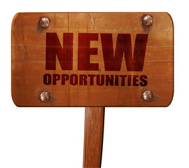 new opportunities, 3D rendering, text on wooden sign