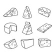 Vector set of cheese isolated on a white background. Hand drawn