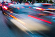 canvas print picture - city traffic in motion blur
