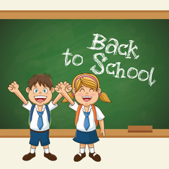 Sticker - back to school cute students uniform cheerful vector illustration eps 10