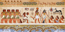 Egyptian Gods And Pharaohs. Ancient Egypt Scene, Mythology.