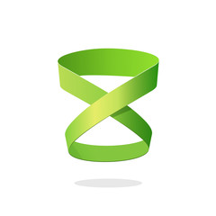 Poster - loop ribbon logo element design isolated on white background, abstract green looped strip, idea of i