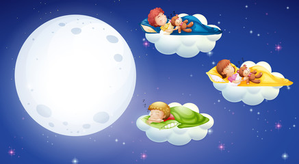 Wall Mural - children sleeping at night time