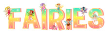 Font Design With Colorful Fairies