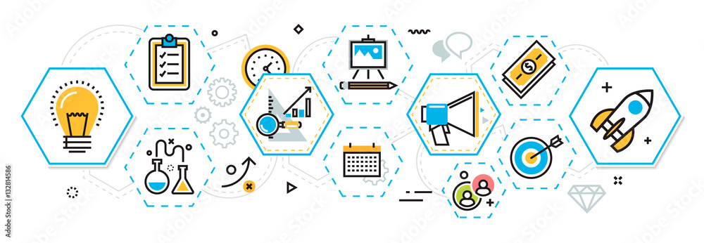 Flat line design illustration concept of scheme and plan business ...