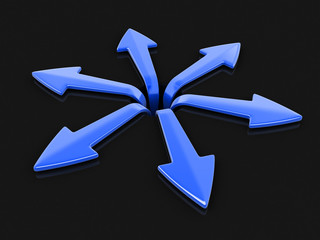Poster - 3d image of arrows in different directions. Image with clipping path