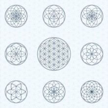 Flower Of Life. Sacred Geometry Linear Contour Icons