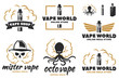 Vape, e-cigarette logo, emblems, and badges