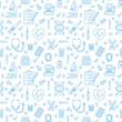© nadiinko - Medical seamless pattern , clinic vector illustration. Hospital thin line icons - thermometer, check up, diagnostic, microscope, stethoscope. Cute repeated texture business presentation.
