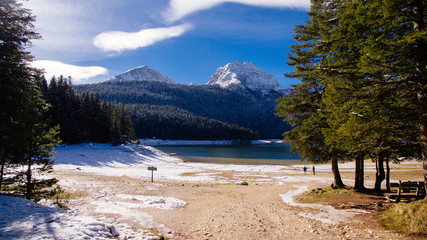  winter mountains and snow lake