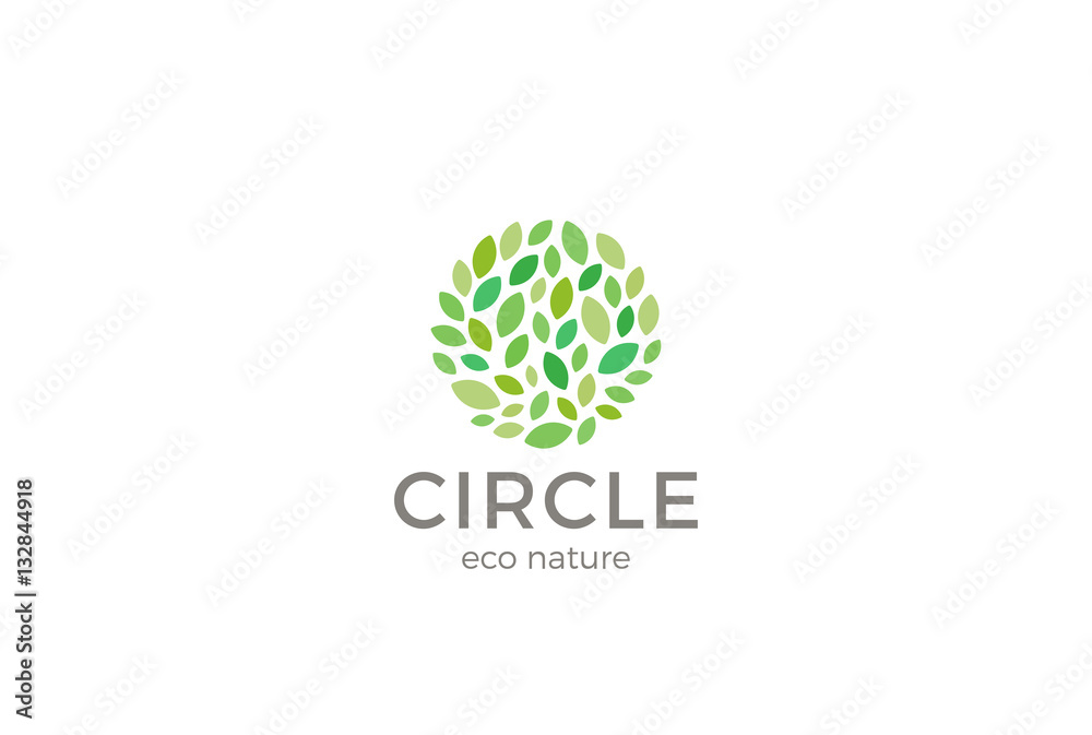 Leaves Eco Logo circle design vector Organic Natural Garden Park Stock ...