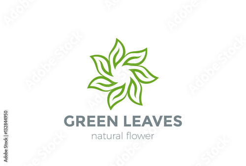 Green Leaves Star Logo Design Vector Buy This Stock Vector And