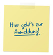 © Cloud7 - Hier gehts zur Anmeldung – Haftnotiz Vektor