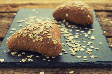 Oat bread. Homemade pastries. Cereal. Healthy eating.