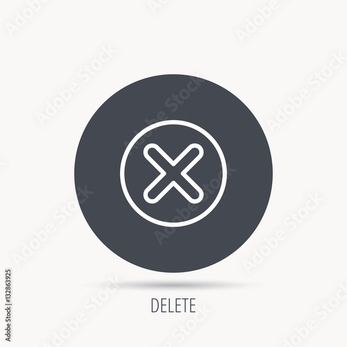 Delete icon. Decline or Remove sign. Cancel symbol. Round web button with flat icon. Vector