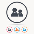 © tanyastock - Friends icon. Group of people sign. Communication symbol. Colored circle buttons with flat web icon. Vector