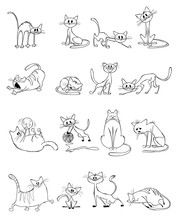 Vector Illustration Of A Funny Cats Set