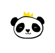 Cute Panda bear illustrations, vector hand drawn elements, black and white icons