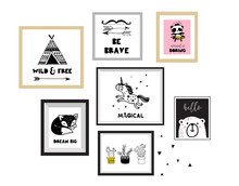 Scandinavian Style, Simple Design, Clean And Cute Black, White Illustrations, Collection Of Posters For Children Room, Nursery Decor, Interior Design