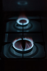 Natural gas burns with a blue flame