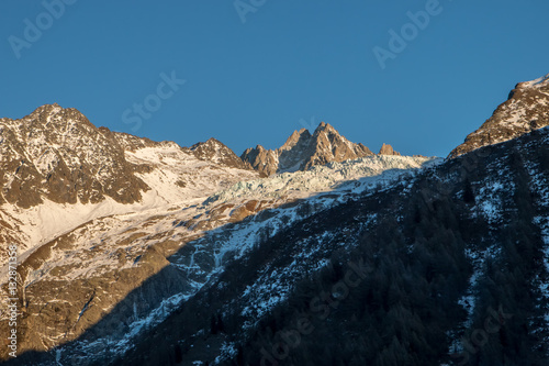 Coucher De Soleil Massif Du Mont Blanc En Hiver Aiguille