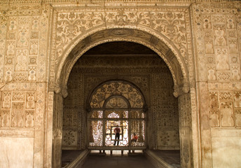 Wall Mural - Mughal Designs on Interior Red Fort, Delhi, India