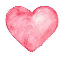 Cute Heart. Watercolor Drawing