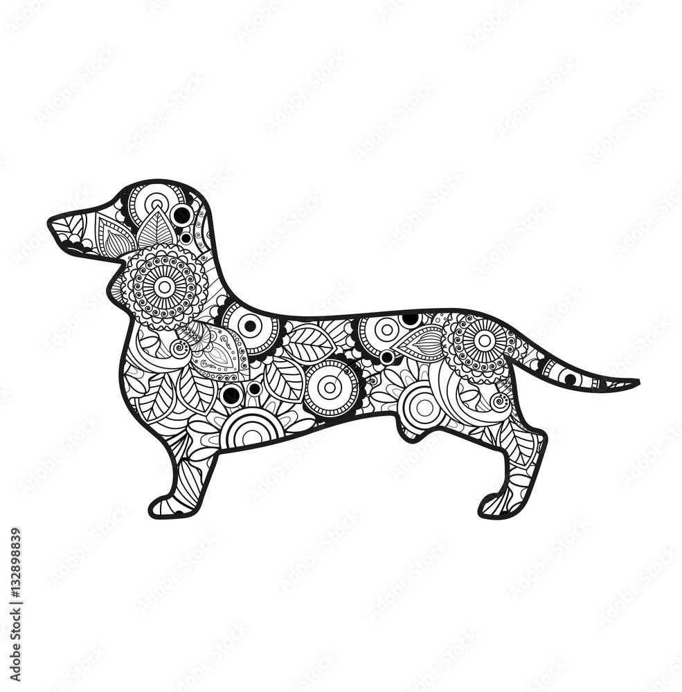 Download Vector Illustration Of A Dog Mandala For Coloring Book ...