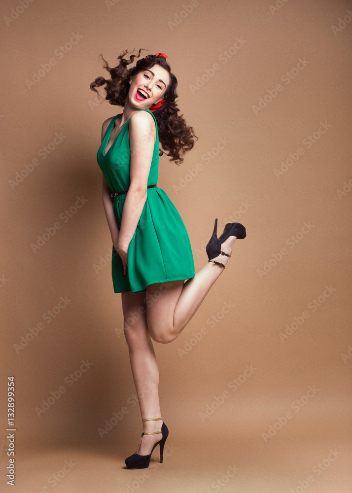 knee length dresses for ladies Short Green Homecoming Dress with Glitter Print Emerald / 2XLarge