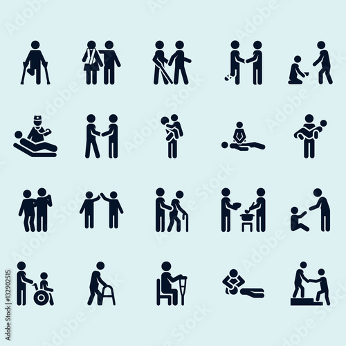 Fotografía Stick Figures. Rescuers and helpers pictograms.