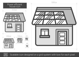 Sticker - Power efficient house line icon.