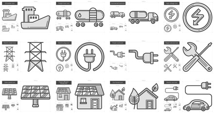 Sticker - Ecology line icon set.