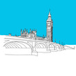 Westminster Palast mit Big Ben, Skizze