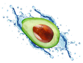 Wall Mural - avocado splash water isolated