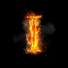 Wall Mural - Fire letter I of burning flame light