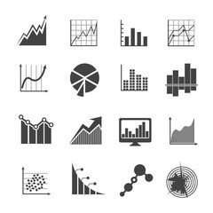 Poster - business data analytics icons. measurements and financial diagrams vector signs