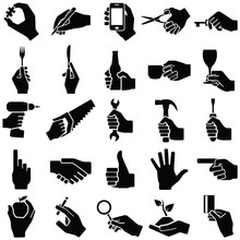 Hand Icon Collection - Vector Silhouette Illustration 