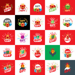 Wall Mural - vector logo box with gifts