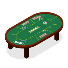 Poster - Green Poker Table Isometric View. Vector