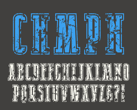 Slab serif font in college style with contour
