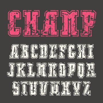 Slab serif font in college style with contour
