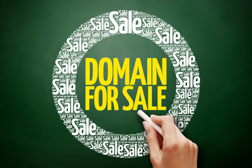 Poster - DOMAIN FOR SALE word cloud collage, business concept on blackboard