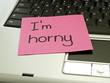 Memo note on notebook, I´m horny